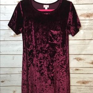 LuLaRoe Red Crushed Velvet Carly EUC Size S